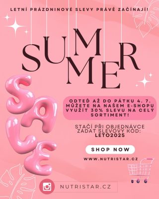 SUMMER SALES NA E-shopu ✨ S kódem LETO2025 získáš 30% slevu na veškerý sortiment 💪🏽💝 Sleva platí do pátku 4.7.2025 🤭...